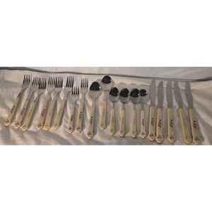 Pfaltzgraff Floral Flatware Set Stainless Korea Cream Handle